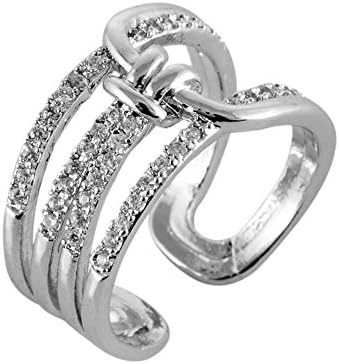Pop Dazzle Silver CZ Knot Rings for Women Adjustable Ring Promise Rings for Her