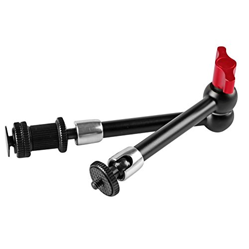 Dazzne 11 inch Adjustable Aluminum Alloy Articulating Friction Magic Arm & Large Super Clamp for DSLR Camera Rig, LED Lights, Flash Light, LCD Monitor (11 inch)