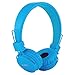 SODEE Folding Stereo Wired Headphones For Kids,Girls Headphones,Boys Headphone,In-line Microphone Remote Control Over ear Headphone with Soft Earpads for Cellphones PC Gaming Devices(Blue)
