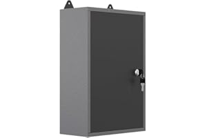 JZD Metal Storage Cabinets, Wall Mounted Tool Chest with 1 Locking Door, for Home Office, Black and Gray