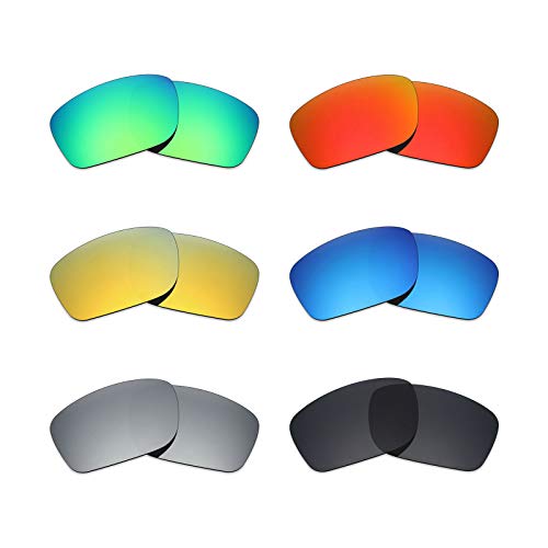 Mryok 6 Pair Polarized Replacement Lenses for Oakley Mainlink Sunglass - Stealth Black/Fire Red/Ice Blue/Silver Titanium/Emerald Green/24K Gold