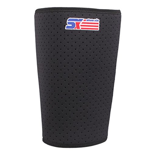 Sports Badminton Elastic Stretchy Thigh Brace Support Wrap Band - Black