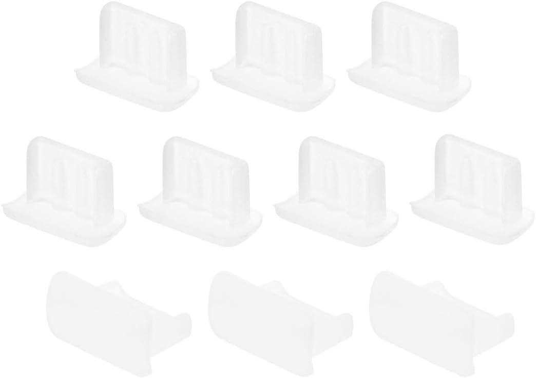 sourcing map 10pcs Mini USB Silicone Protectors Cap Port Cover Anti Dust 7mmx2mm Clear, Transparent