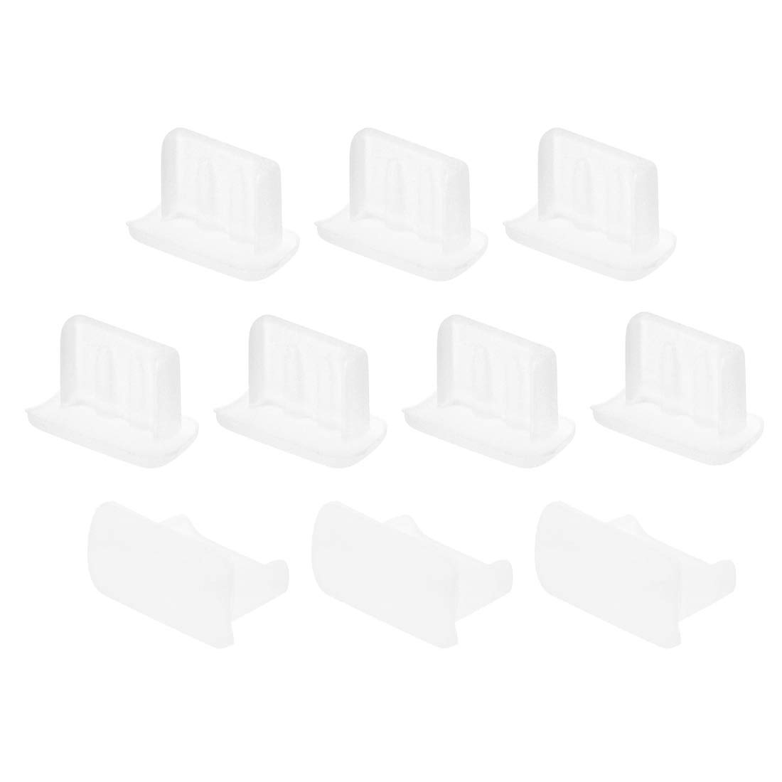 sourcing map 10pcs Mini USB Silicone Protectors Cap Port Cover Anti Dust 7mmx2mm Clear