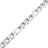 KONOV Mens Stainless Steel Medium Figaro Chain Necklace 16-40