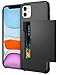 SAMONPOW Card Holder Case for iPhone 11 Dual Layer Protective Shell Wallet Case Hard PC Soft TPU Inner Rubber Bumper Credit Card Slot Back Shock Absorption Cover for iPhone 11,6.1 inch Black