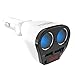 2 Sockets 12V/24V Cigarette Lighter Splitter, 3.4A Dual USB Car Charger Adapter with Voltage Display (White)