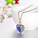 VALYRIA Angel Wing Birthstone Memorial Urn Necklace Stainless Steel Cremation Jewelry,Sapphire(September)