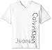 Calvin Klein Boys' Short Sleeve Legacy V-Neck T-Shirt, White/Black Logo B4046, 5