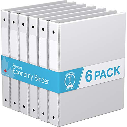 Premium Economy, Round Ring, Binder, 6 Pack (1", White)