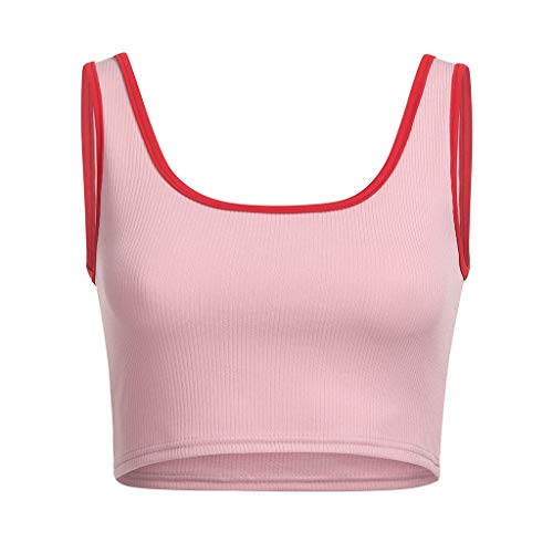 Simayixx Summer Beach Clothes Women's Sexy V Neck Halter Spaghetti Backless Cami Tank Tops Workout Yoga Blouses Blouses Pink