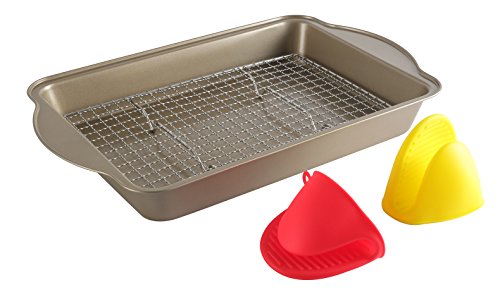 Baking Sheet and Rack Set - Carbon Steel Cooking Pan - Stainless Steel Oven Safe Cooling Rack