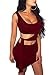 GOBLES Womens Sexy Bodycon Cut Out Sleeveless Outfit Mini Club Tank Dress Wine Red