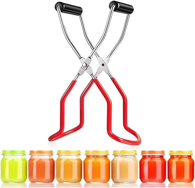 Uadme Non-Slip Glass Jar Clip,Stainless Steel Anti-Scalding Clamp Canning Equipment with Magnetic Lid Lifter Bubble Popper Jar Lifter Kitchen Tool,for Removing Canning Jars Glass Jars Milk Bottles