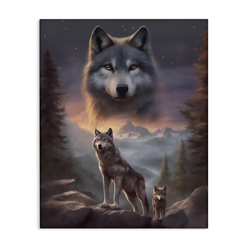 Stupell Industries Ancestor Wolf Motif Canvas Wall Art Design by Noah Bay, 24 x…
