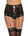 ADOME Women's 2 Pieces Lace Suspender Garter Belt Set with Panty for Stockings