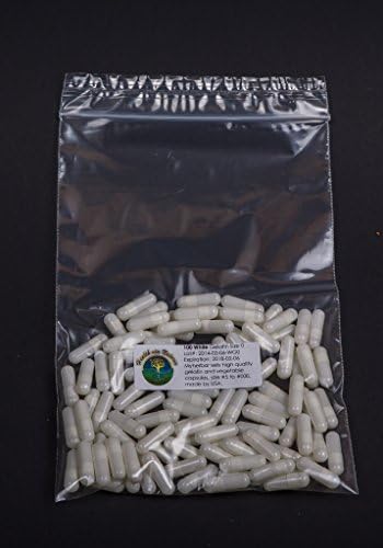 HealthViaNature 100/bag Empty White Gelatin Capsules, made by USA (size#0)
