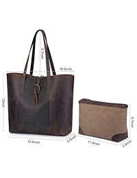 S-ZONE - Bolso de piel auténtica para mujer, estilo vintage, con bolsa extraíble, versión 3.0 actualizada