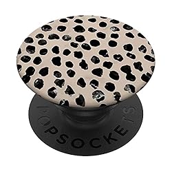 Black Polka Dots Almond Latte Pattern PopSockets