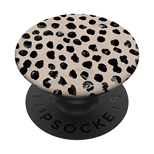 Black Polka Dots Almond Latte Pattern PopSockets