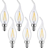 LETO CA11 Candelabra LED Bulbs 2W,UL Listed-20W Light Bulbs Equivalent,LED Warm White 2700K decorative light bulbs,6-Pack