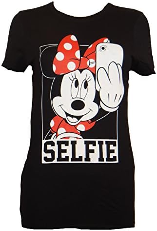 DIsney Minnie Mouse Selfie Juniors T-shirt (Large, Black)