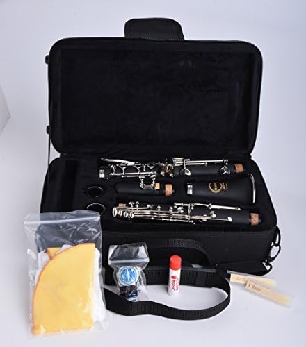 NEW! Herche Superior Bb Clarinet CL-1293 Best for Students - Durable Nickel-plated Keys - Plush Lined Clarinet Case - Treated Clarinet Pads - Cork Grease - Clarinet Swabs - #2 Rico Clarinet Reeds