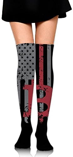 WOAINI666è­¦å‘ŠUS Flag Bitcoin Logo Dresses Knee Thighs Stockings Traveling Winter Leg Warmer Socks.