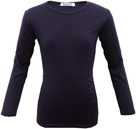 Farstowe Minx Girls Plain Long Sleeve Kids Top Children Crew Neck T-Shirt School Summer T-Shirt Age 2-13 Year
