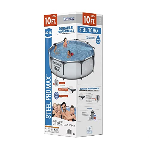 Bestway Steel Pro MAX 10 Foot x 30 Inch Round Metal Frame Above Ground