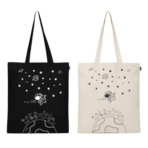 Eco Right Aesthetic Canvas Tote Bag for Women, Cute, Trendy and Reusable, Cotton Bags for School, Shopping, Gym, Library and Beach, Perfect for Groceries
