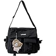 JQAliMOVV Nylon Messenger Bag Aesthetic Kawaii Bags with Doll Pendent Cute Japanese Messenger Bag for School