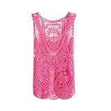 Zacoo Women's Vintage Crochet Lace Tank Top One Size Color pink