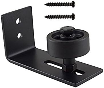 Adjustable Floor Guide Stay Roller for Sliding Barn Door || Ultra smooth Roll || Black Powder Coated || Attaches to Baseboard || Installation Screws Included