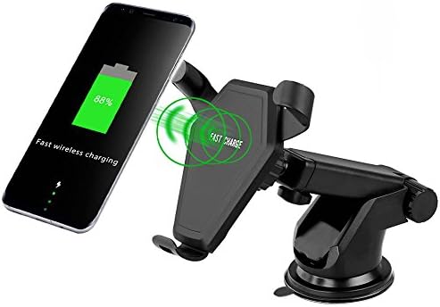 Fast Wireless Car Charger By Metalitec for Samsung Galaxy Note 8/S8/S8+/S7/S6 Edge+/Note 5, QI Wireless Standard Charge for iPhone 8/8 Plus/X With Air Vent Phone Holder and Suction Cradle