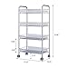 SINGAYE 4 Tier Metal Rolling Cart, Metal Storage Cart, Utility Cart, Silver