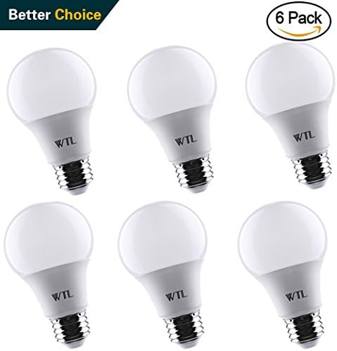 WTL A19 LED Light Bulbs 6 Pack, UL Listed, 60w Equivalent(9W), 2700K Warm White, 800Lm Non-dimmable, E26 Medium Base for Home & Commercial Lighting
