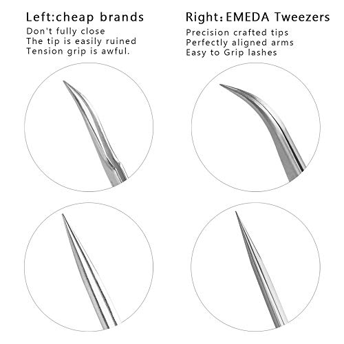 2 Pieces VETUS Straight and Curved Tip Tweezers Nipper for Eyelash Extensions Stainless Steel Tweezers Tools Precision Set Professional Tweezer for False Lash, for Single Lash and 3D-6D Volume Lashes