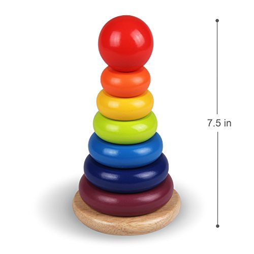 image for WALIKI TOYS Pounding Bench with Hammer, Wood Shape Sorting Box, Rainbo