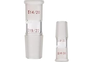 QUAFOOLAB Glass Reducing Connecting Adapter, Borosilicate Glass from 14/20 Outer to 19/22 Inner Glass Joint Connecting Adapter for Laboratory Lab Supply