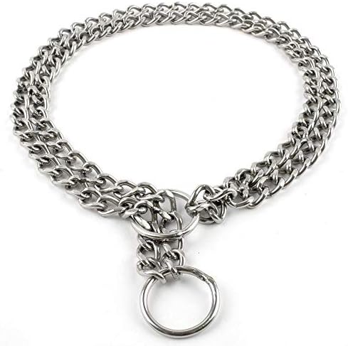 LIZONGFQ Collar Slip P Chain,Pet Iron Metal Double Row Neck Leash Walking Training Small Medium Large Dogs Tool Supplies,60cm