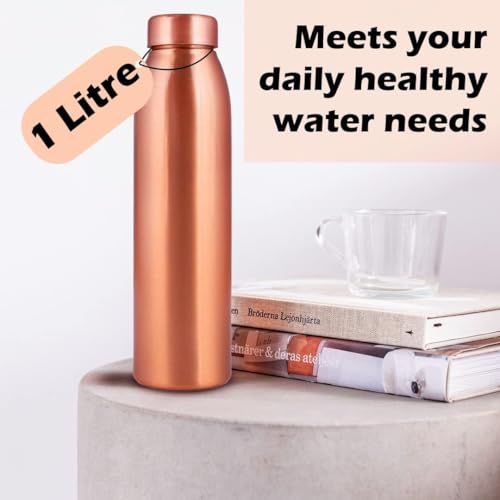 NORMAN JR. Gift Set of 3 Pure Copper Water Bottles (1L), Smooth Finish; Set of Ayurvedic Copper Bottles for Men and Women. Ideal for Father's Day, Mother's Day.