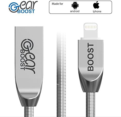 GearBoost 2 IN 1 Micro USB Metal Lightning Cable - 3FT Apple USB Data Sync Charge Cable for Apple iPhone and All Micro USB Phone - Charging & Data Transmission USB Cable