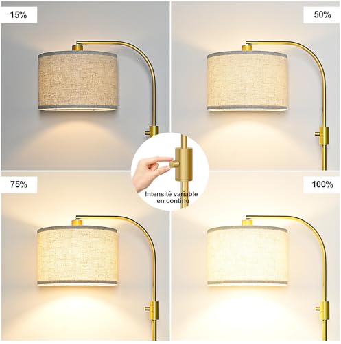 Nintiue Arc Dimming Floor Lamp, 1200LM LED Bulb Included, Floor Lamp Living Room Floor Lamp with Beige Shade and Heavy Base for Living Room Bedroom