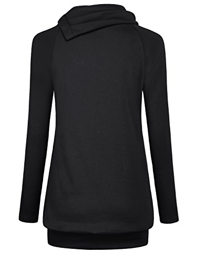 Long Sleeve Cowl Neck Pocket Black Sweatshirt Long Sleeve Cowl Neck Pocket Black Sweatshirt