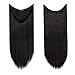 U Shape Part Half Wig Clip In Hair Extension Full Head One Piece None Lace Front Invisible U Part Half Head Wig 7 clips With Wig Net Synthetic Straight Curly(26″Straight,Dark Black)thumb 1