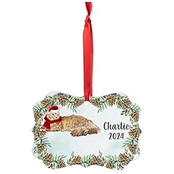 Red LaPerm Cat Christmas Ornament 2024