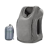 WENFENG Inflatable Travel Pillow, Portable Ergonomic Head Neck Rest Pillow for Travel, Camping, Office Napping, Airplane - Grey