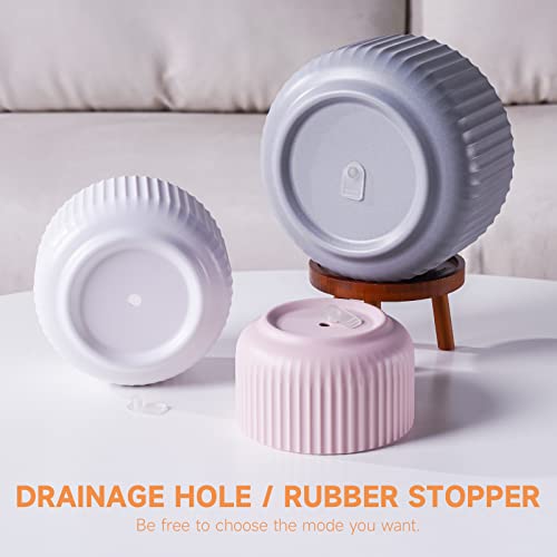 JOFAMY Plastic Plant Pots Scandinavian, 3 Pack Flower Pots with Drainage Holes and Rubber Stopper, Modern Simple Design Indoor Planter for Most Houseplants, Succulents, Aloe, Pothos, Snake Plants