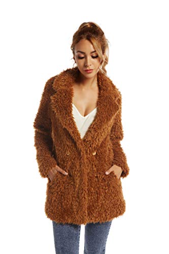 Elegant Faux Fur Coat Women Autumn Winter Warm Open Front Jacket Cardigan Overcoat Casual Outerwear XL - Thumbnail 4